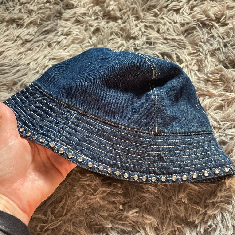 Vintage Baby Phat Denim Rhinestone Bucket Hat Women’s Y2K Logo Jean Cap Bling - Picture 5 of 7